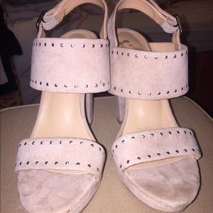 Studded platform suede like sandals